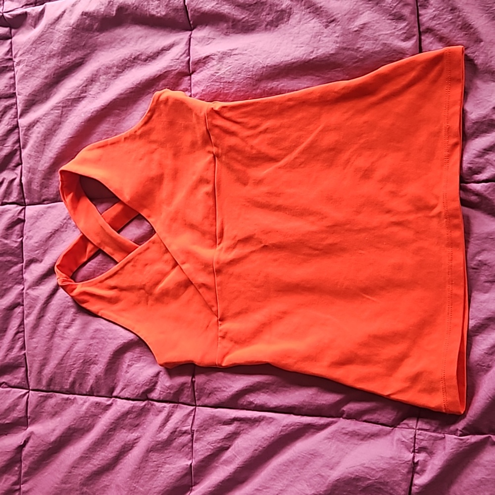 Rich burnt orange Margarita activewear wrap top w wide crossed straps Size 1 / S